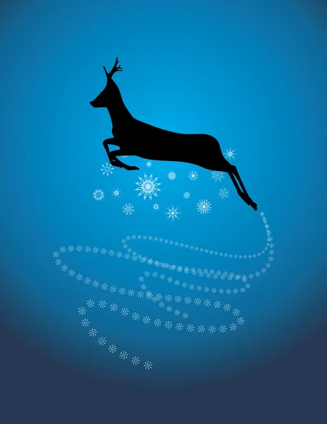 Silueta de un ciervo navideño corriendo — Vector de stock