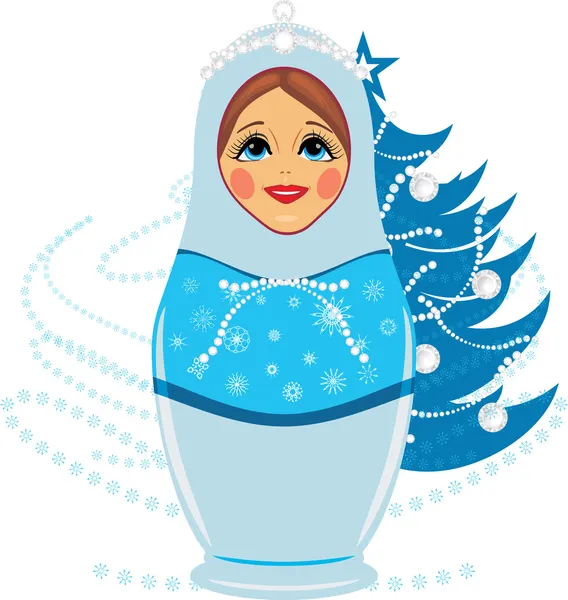 Snow maiden and Christmas fir tree — Stock Vector