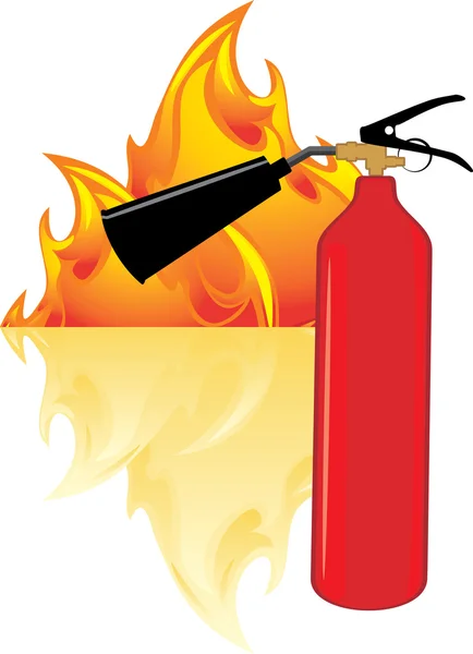 Flamme und Feuerlöscher — Stockvektor