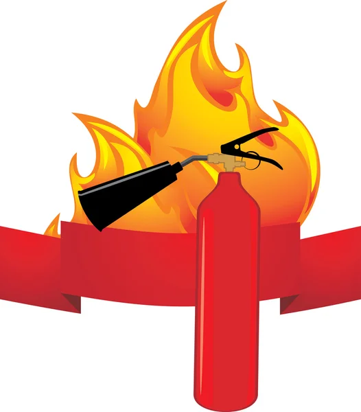 Vlam en brandblusser. pictogram — Stockvector