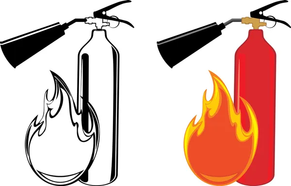 Extinguishers isolated on the white — Stock Vector