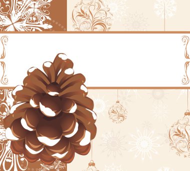 yerde kar taneleri ve Noel topları ile süs arka planda