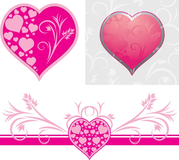 Decoratieve harten voor het ontwerp tot de dag van Valentijnskaarten — Stockvector