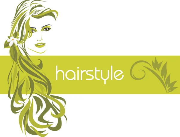 Weibliche Frisur. Dekoratives Banner — Stockvektor
