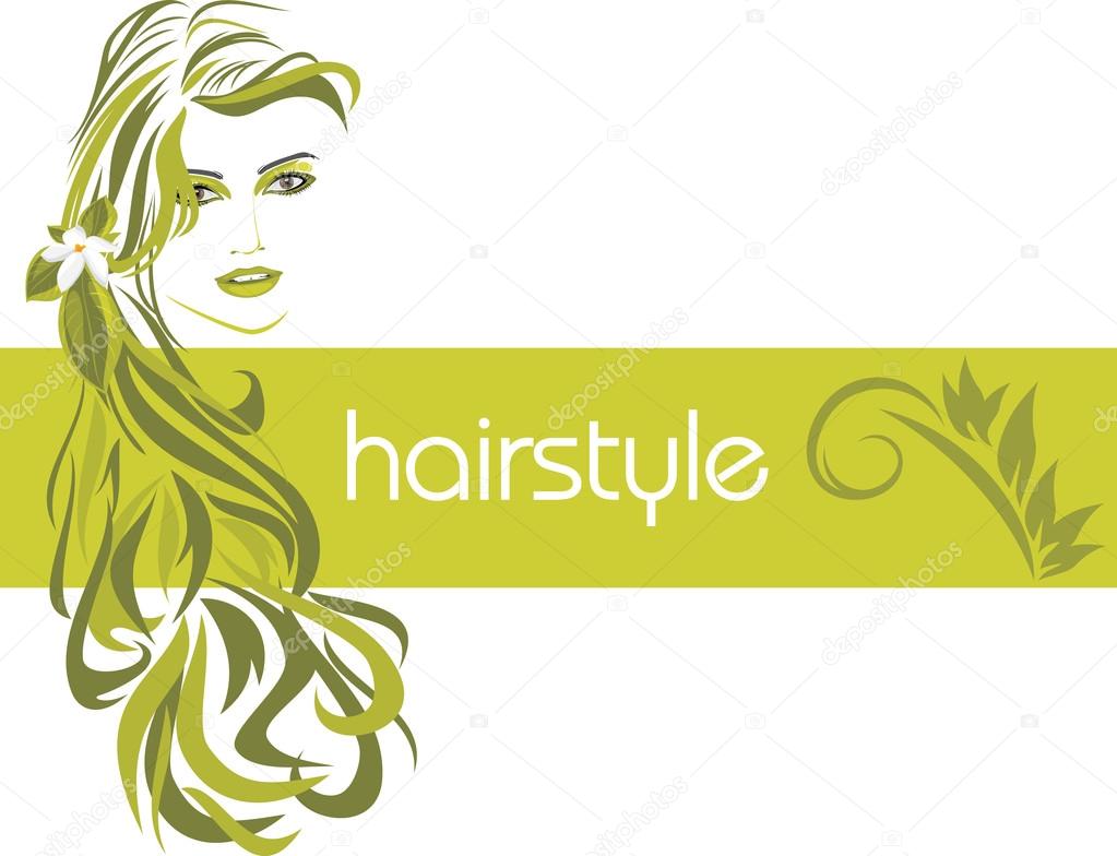 Female hairstyle. Decorative banner