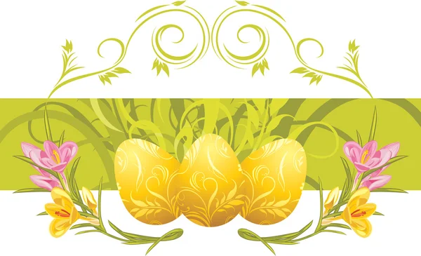 Crocuses and Easter eggs — Stock Vector