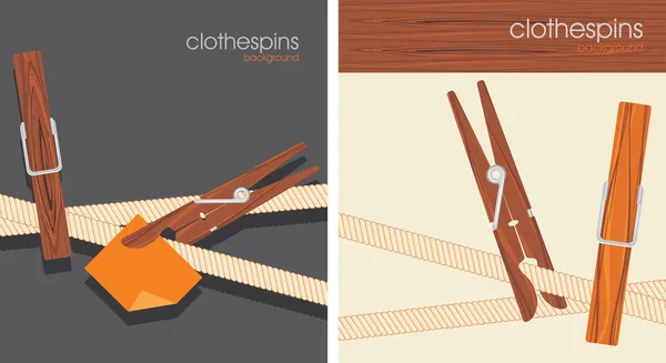 Clothespins. Backgrounds for design — Stock Vector