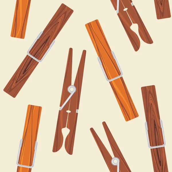 Wooden clothespins on the beige background — Stock Vector