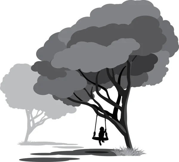 Yalnız çocuk parkta bir salıncak üzerinde