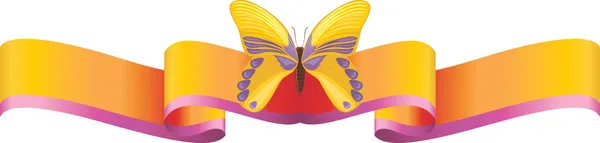 Papillon jaune sur le ruban lumineux — Image vectorielle