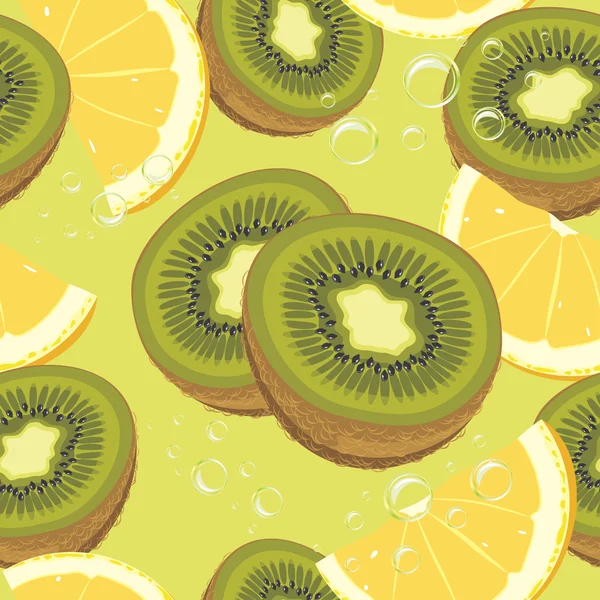 Skivor mogen apelsin och kiwi frukt. sömlös bakgrund — Stock vektor