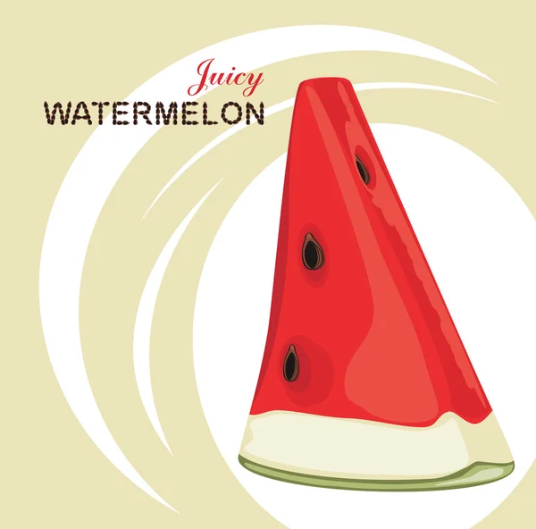 Slice of juicy watermelon on the abstract background — Stock Vector