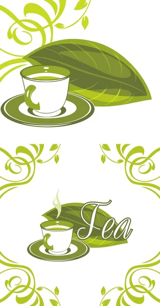 Cup of green tea. Elements for design — Stock Vector