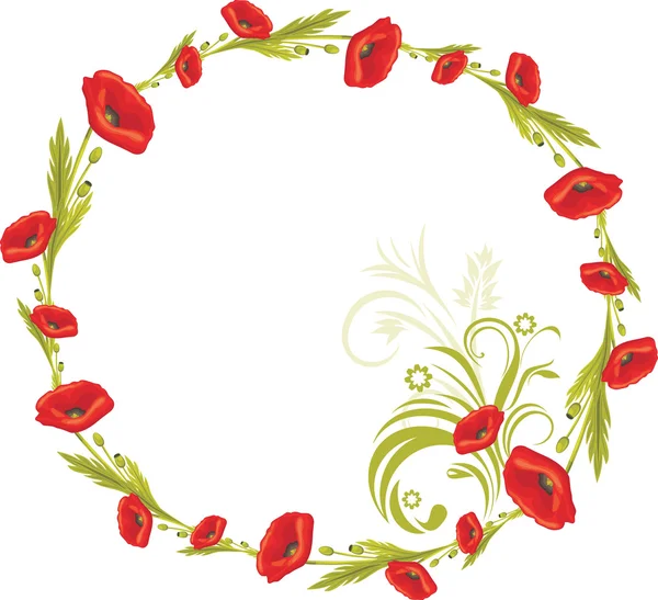 Couronne de coquelicots rouges — Image vectorielle