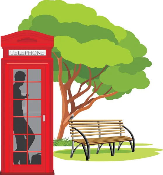 Telephone box in the park — Stock Vector