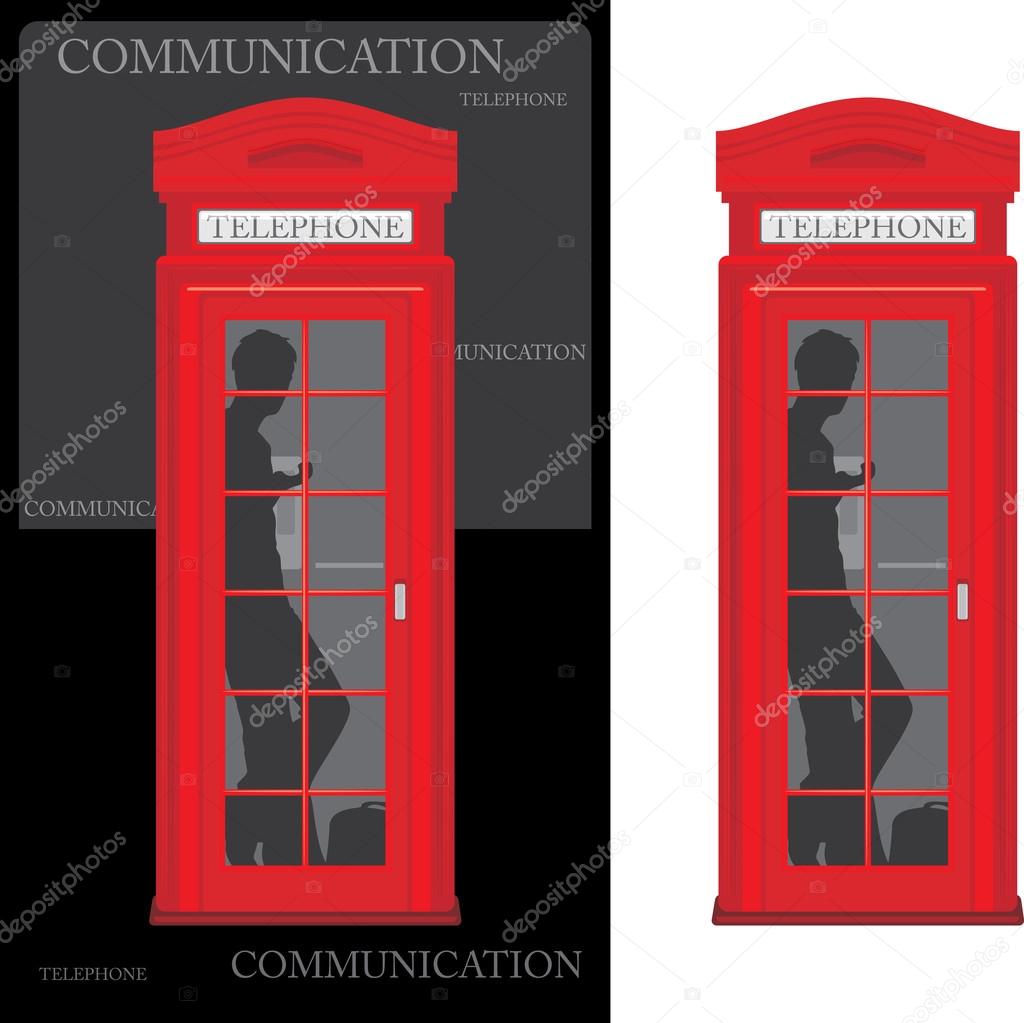 Telephone box isolated on the white and black