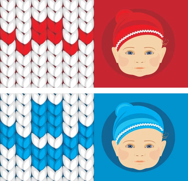 Baby stickade mössor. banner för design — Stock vektor