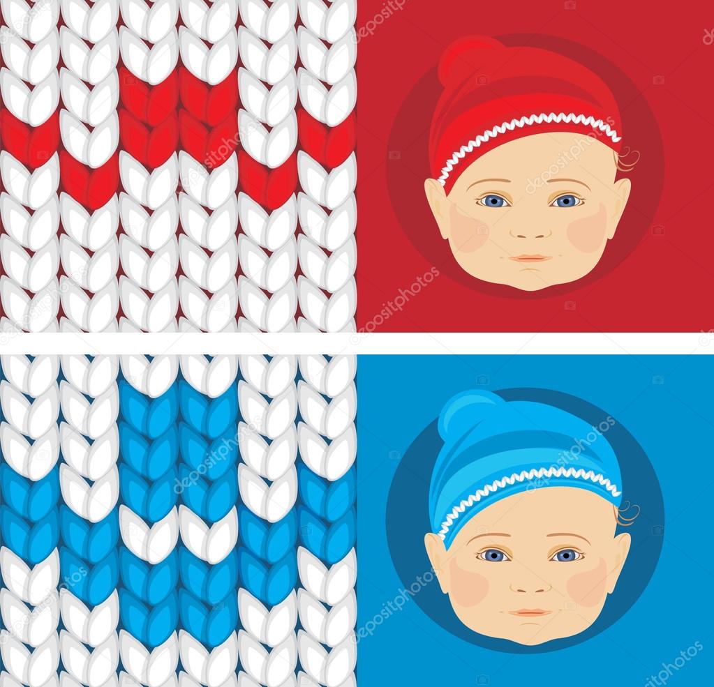 Baby knitted caps. Banner for design