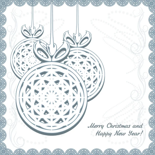 В'язані різдвяні кульки зі сніжинками в декоративній рамці Ліцензійні Стокові Вектори