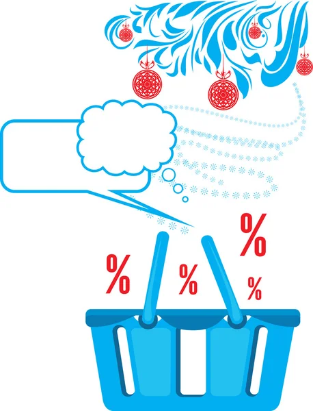 Korbgeschäft mit Weihnachtsrabatten — Stockvektor