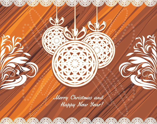 Boules de Noël tricotées sur le fond en bois — Image vectorielle