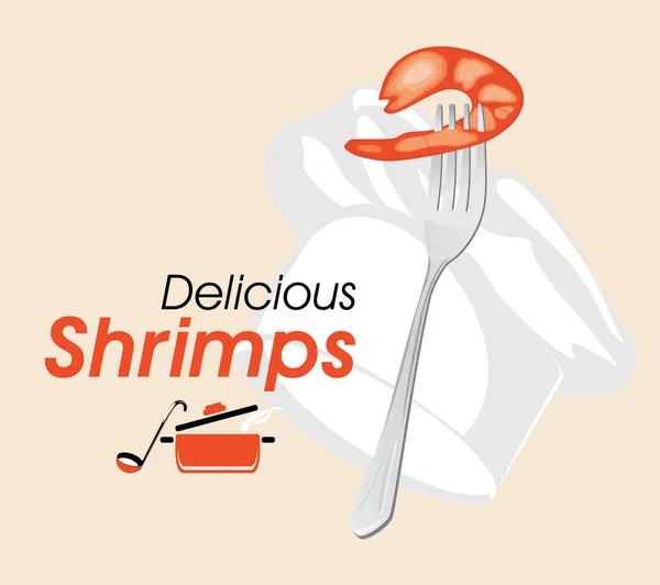 Delicious shrimps. Icon for a cooking design — Stock Vector