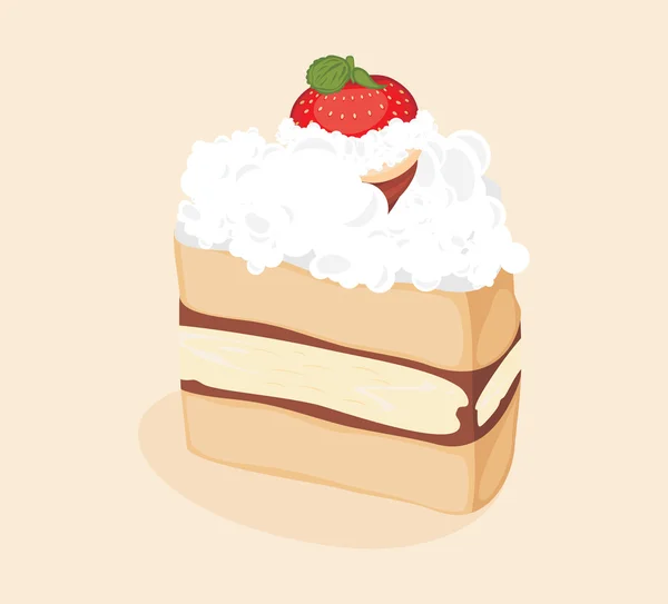 딸기 케이크의 슬라이스 — 스톡 벡터