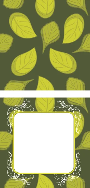 Varrat nélküli leveles háttér és dekoratív keretben — Stock Vector