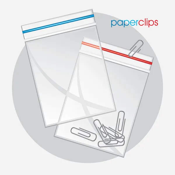 Paperclips in plastic zak — Wektor stockowy