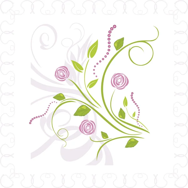 Bouquet di rose stilizzate in cornice ornamentale — Vettoriale Stock