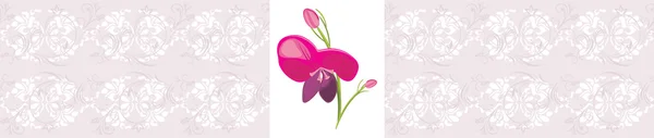 Borde ornamental violeta claro con flor — Vector de stock