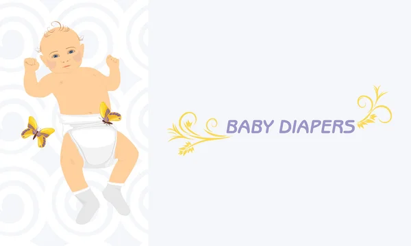 Pañales para bebés. Etiqueta de diseño — Vector de stock
