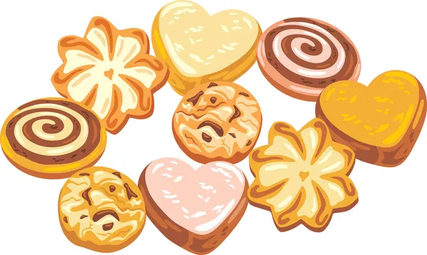 Several Types Festive Shortbread Chocolate Cookie — Stock Vector