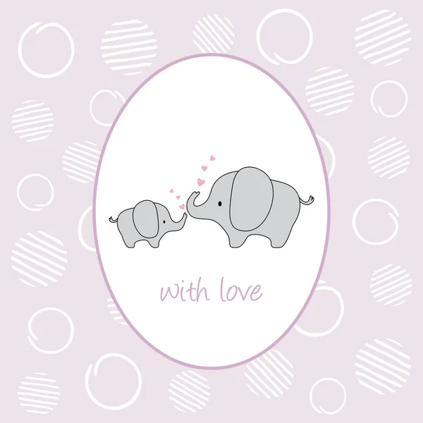 Lindo Elefante Bebé Madre Con Corazones Diseño Cubierta — Vector de stock