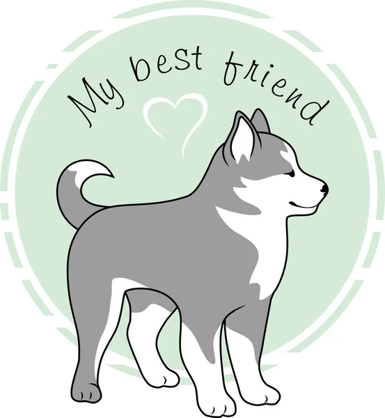 Cute Malamute Best Friend — Vetor de Stock