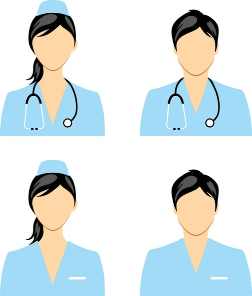 护士和医生四个医疗设计图标 — 图库矢量图片