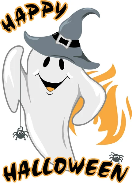 Fantôme Dansant Araignées Joyeux Halloween — Image vectorielle