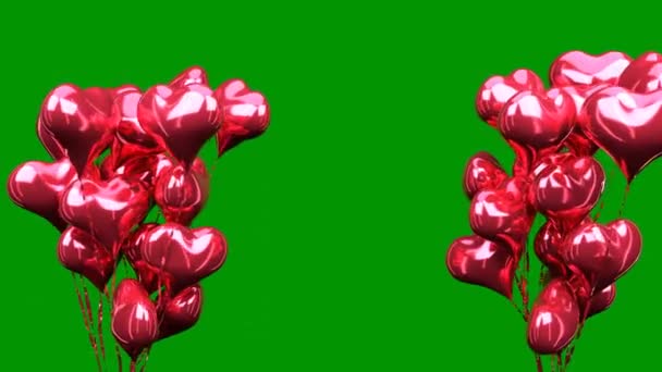 Balões Para Parabéns Românticos Monte Balões Cor Rosa Forma Coração — Vídeo de Stock