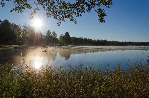 Nascer do sol sobre o lago — Fotografia de Stock