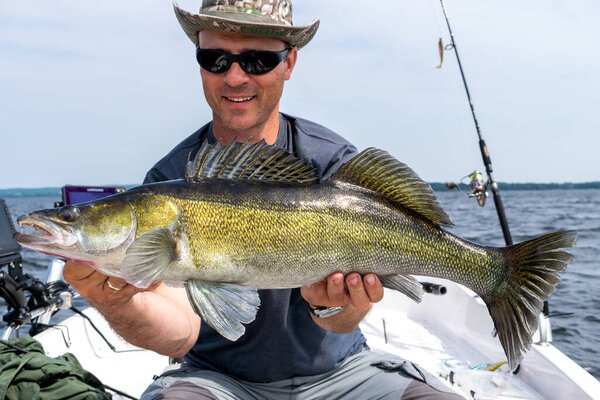 Huge zander and happy angler