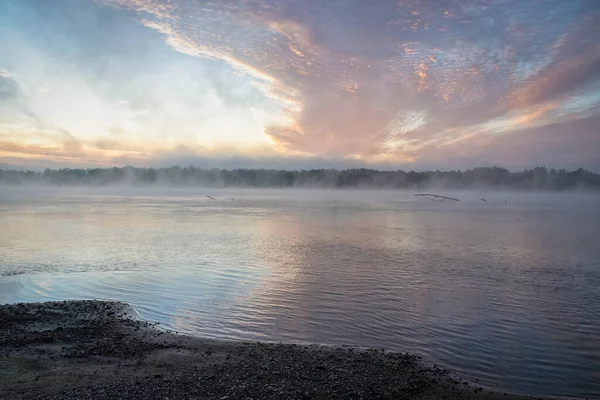 Sommarsoluppgång Vid Wisla Älv — Stockfoto