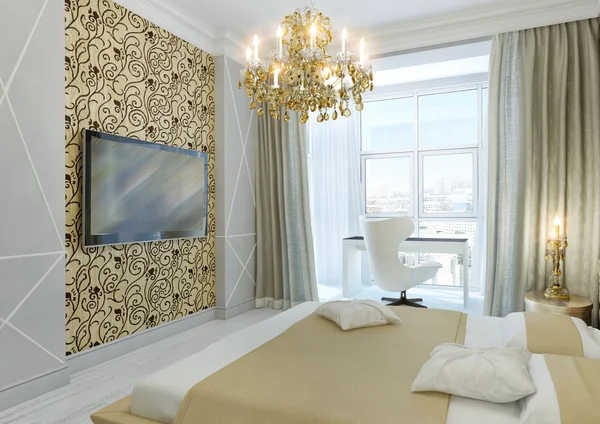 Gouden slaapkamer — Stockfoto © annamarynenko #12202223 Gouden slaapkamer — Stockfoto © annamarynenko #12202223
