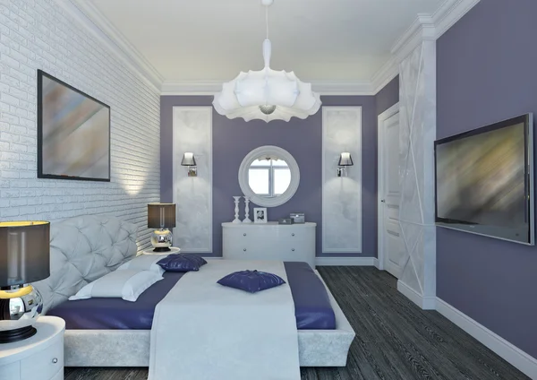 Violet bedroom — Stock Photo, Image