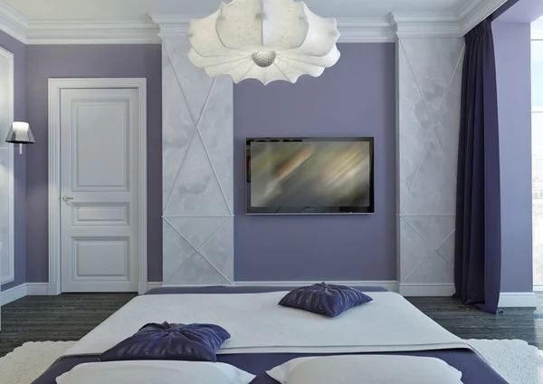 Violet bedroom — Stock Photo, Image