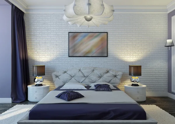 Sypialnia w fiolet — Zdjęcie stockowe