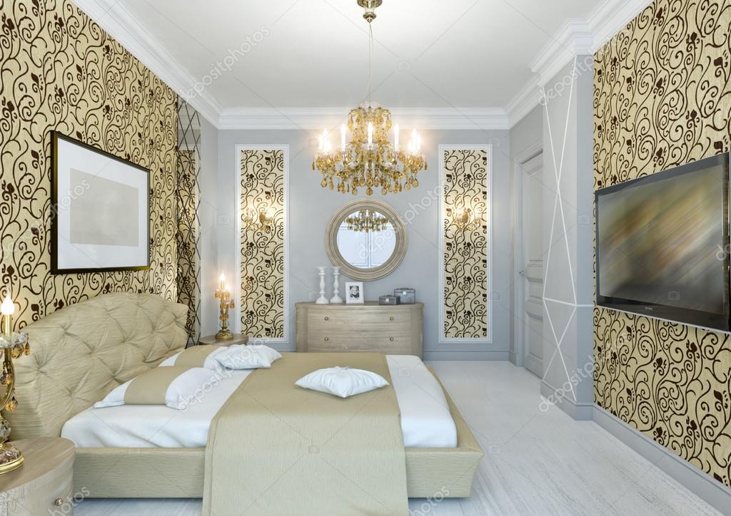 Gouden slaapkamer — Stockfoto © annamarynenko #12202221 Gouden slaapkamer — Stockfoto © annamarynenko #12202221