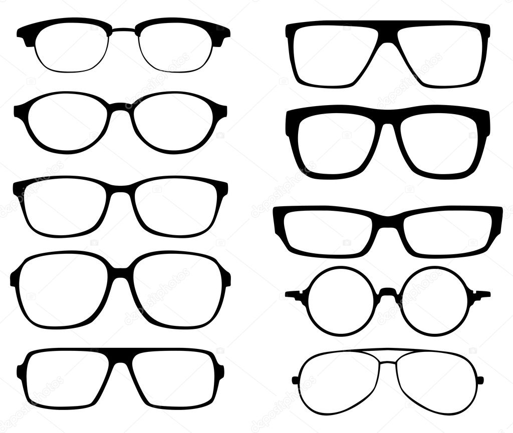Glasses vector set. Retro, wayfarer, aviator frames