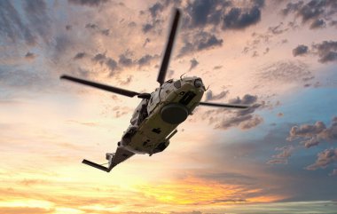 bir tatbikat sırasında bir askeri elicopter detay