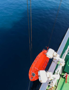 bir gemide bir tatbikat sırasında bir cankurtaran düşürücü