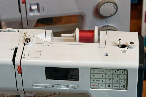 Sewing Machine Table Tailor Workshop — Stock Photo, Image